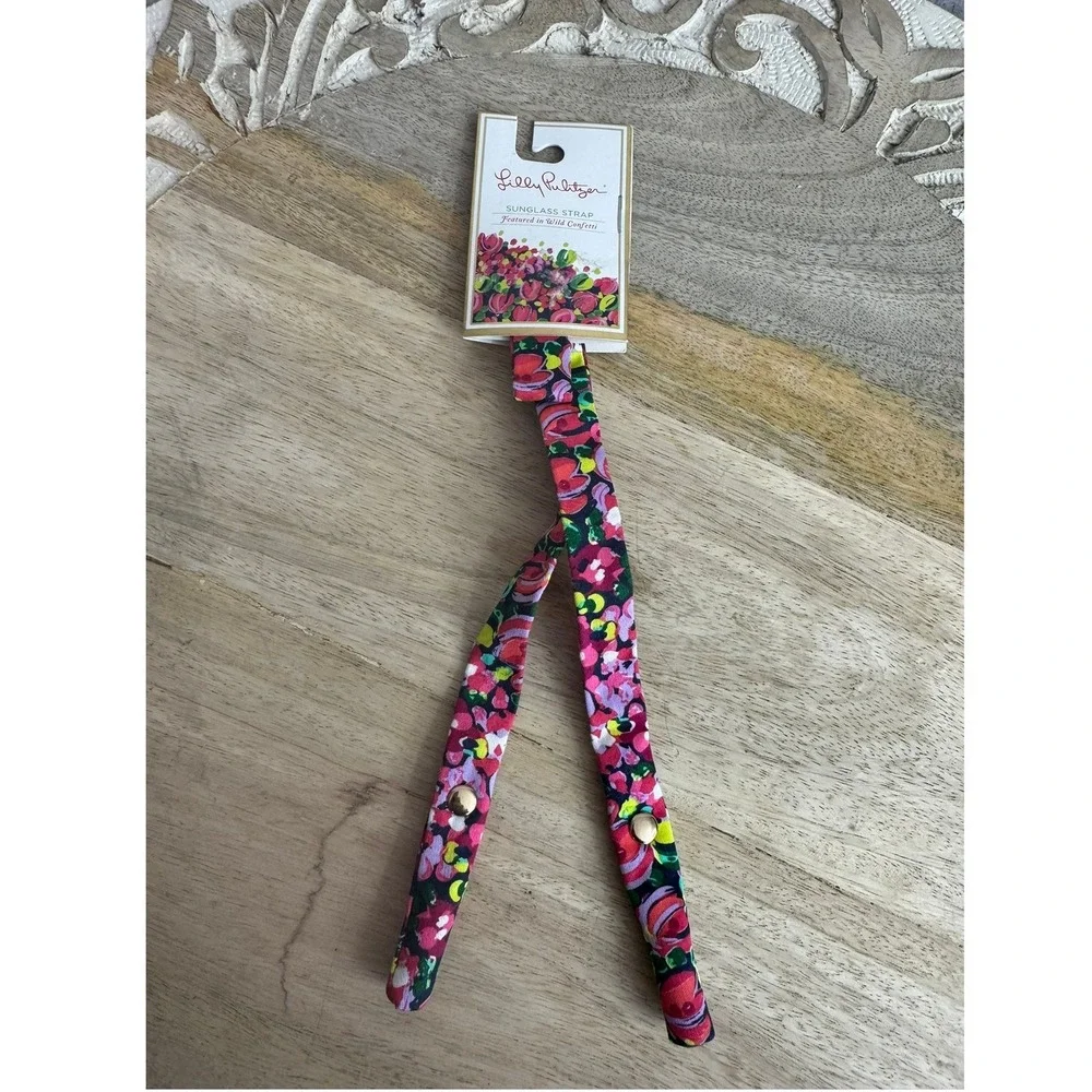 Lilly Pulitzer Sunglasses Strap Wild Confetti Floral Pink Green Gold